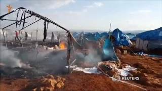 Авиаудар по лагерю беженцев в Сирии