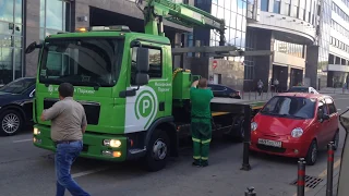 Неудачная эвакуация Daewoo Matiz, Москва-Сити,