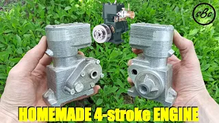 HOMEMADE 4-stroke ENGINE: casting of parts (+ENG SUB)