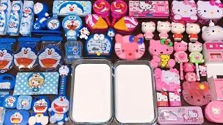 Special Series #20 BLUE DOREAMON VS PINK HELLO KITTY !! Mixing Random Things into GLOSSY Slime