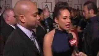 CNN: Alicia Keys on the red carpet at the 50th annual Grammy Awards