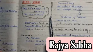 Rajya Sabha || lec.38|| Handwritten notes || Indian Polity || An aspirant !