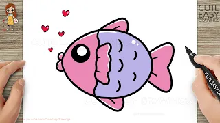 How to Draw a Cute Fish Easy for Kids and Toddlers