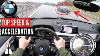 (2021) BMW X1 20d xDrive ACCELERATION & TOP SPEED ON GERMAN AUTOBAHN