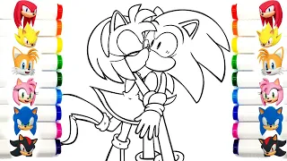 Sonic and Amy Rose KISS Coloring pages SONIC The Hedgehog Sonic DRAW DRAWING COLORING COMPILATION 3