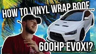 Gloss Black Roof Wrap on EVO X!!