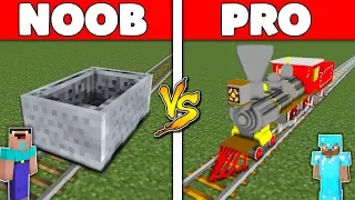 Minecraft Battle: NOOB vs PRO : TRAIN BASE Challenge in Minecraft Animation