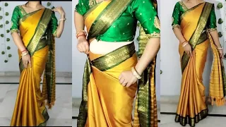 Very Easy plain border saree draping beginners guide | plain border cotton silk saree draping steps