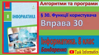 Вправа 30. Функції користувача | 8 клас | Бондаренко