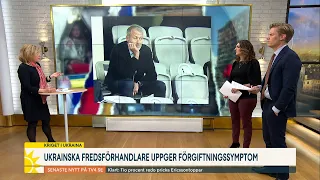 Ukrainska fredsförhandlare uppger förgiftningssymtom: ”Ytterligare … | Nyhetsmorgon | TV4 & TV4 Play