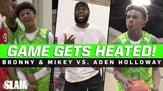 Game Gets HEATED! 😡 LeBron Reacts to Bronny & Mikey vs. Aden Holloway & CP3!