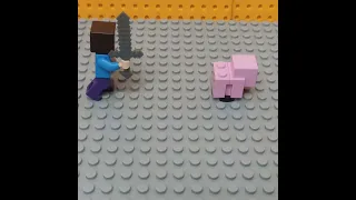 Lego Minecraft. Погоня Стива за свиньёй.