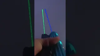 1W 520nm Green and 1.6W 450nm Blue lasers at cloudy sunset