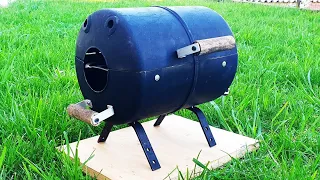Interesting Process of making Mini BBQ from Water Tank (NO WELDING)