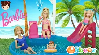 Piscina de Barbie llena de Bolas Orbeez con Chelsea y El Bebe de Barbie