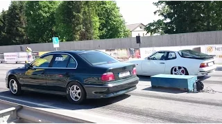 BMW 540i E39 4.4K vs Porsche 924 Turbo 1/8mile drag race