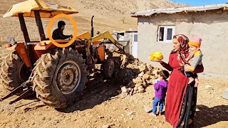 Loader 🚜 came to Sakineh's aid. Clearing the former house in the mountains.