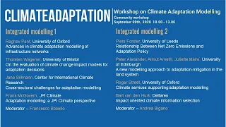 Climate Adaptation Modelling Community Workshop  -  Integrated modelling 1 & 2