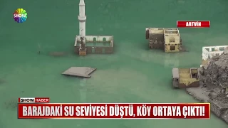 Barajdaki su seviyesi düştü, köy ortaya çıktı!