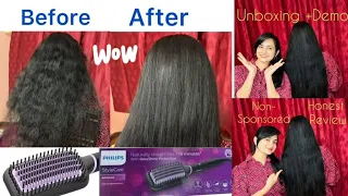 Philips Hair Straightening Brush Unboxing+Demo +Honest Review || Best Straightener || Worth Buying