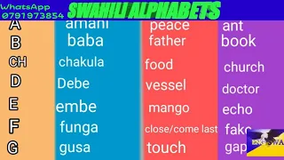 learn swahili/: Swahili alphabets. swahili for beginners.