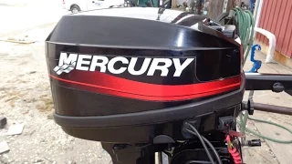 6M4798 Used 2005 Mercury 15EH 15HP 2-Stroke Tiller Outboard Boat Motor 15" Shaft