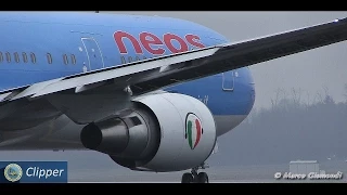 Neos Air Boeing 767 takeoff from Milan MXP (inside airport)