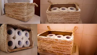 HOW TO; ROPE BASKET/DIY STORAGE BOXES|HOME ORGANISATION| tissue Storage