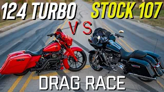 HOW MUCH FASTER IS A 124 TURBO VS A STOCK 107 MILWAUKEE 8