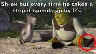 Shrek but every time he takes a STEP it gets 5% faster