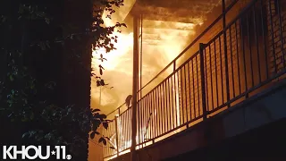 Raw video: Two firefighters injured while battling apartment fire