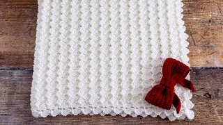 🎀 BEAUTIFUL Shell Stitch Crochet Baby Blanket Pattern (1 Row Repeat Only!) 🤩