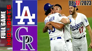 Los Angeles Dodgers vs Colorado Rockies FULL GAME HIGHLIGHTS [TODAY] |  August 12, 2023 | MLB 2023