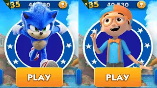 Sonic Dash vs Blippi Adventure World - Movie Sonic vs All Bosses Zazz Eggman - All 68 Characters Mod