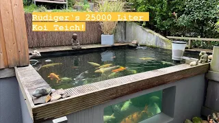 Rüdiger‘s 25000 Liter Koi Teich mit teils 30 jährigen Koi‘s!!