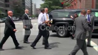 OBAMA WALKING W STARBUCKS- 'IT'S TEA'