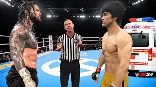 Full Match - Roman Reigns vs Bruce Lee - Ambulance Match 2024 : WWE 2K24