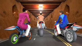 Funny Comedy Video भूमिगत सुरंग मोटरबाइक रेस Underground Tunnel MotorBike Race Hindi Comedy