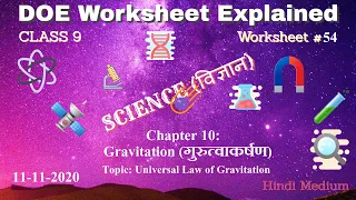 Worksheet 54 Class 9 DOE | 11-11-2020 Chapter 10: Gravitation (गुरुत्वाकर्षण) |