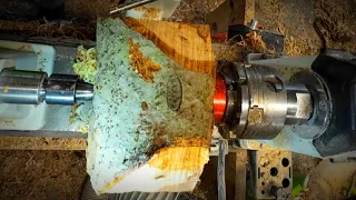 Woodturning-Awesome Spike Drive on Fresh Applewood