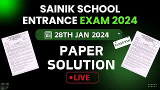Sainik School Live Solution Class 9 | Sainik School Exam 2024 | 28 January Paper Answer Key
