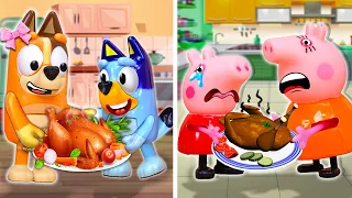 The Cooking Contest Between Two Families: BLUEY vs Peppa | BLUEY Toy Playset for Kids | King Toys