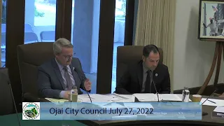 July 27, 2022 Ojai City Council Special Meeting