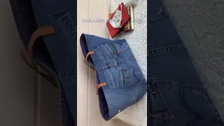 How to make denim tote bag from scrap old jeans #wandeeeasysewing #denimtotebag