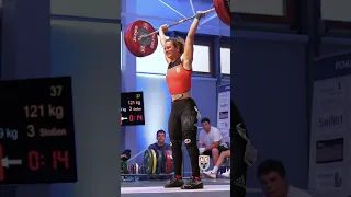 Nina Sterckx (59kg 🇧🇪) 121kg / 267lbs C&J PR! #cleanandjerk #weightlifting #slowmotion