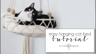 DIY hanging macrame cat bed tutorial