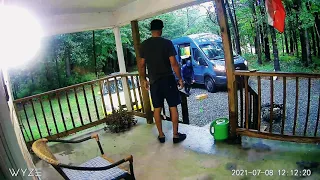 Salty amazon driver throws package at guy on his porch!