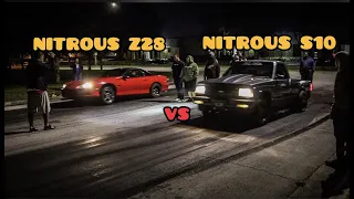 NITROUS LS CHEVY CAMARO Z28 VS NITROUS SBC CHEVY S10 1/8 MILE RACE | C.F.RACING | 4K