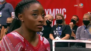 Simone biles falls off beam 2021 US Olympic trials day 2 NBC