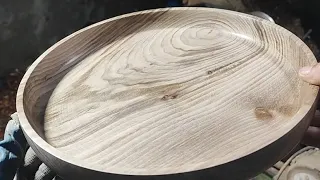 Large wooden tray with black walnut wood